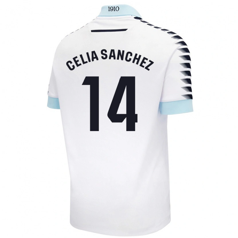 Danxen Niño Camiseta Celia Sánchez García #14 Blanco Azul 2ª Equipación 2024/25 La Camisa México