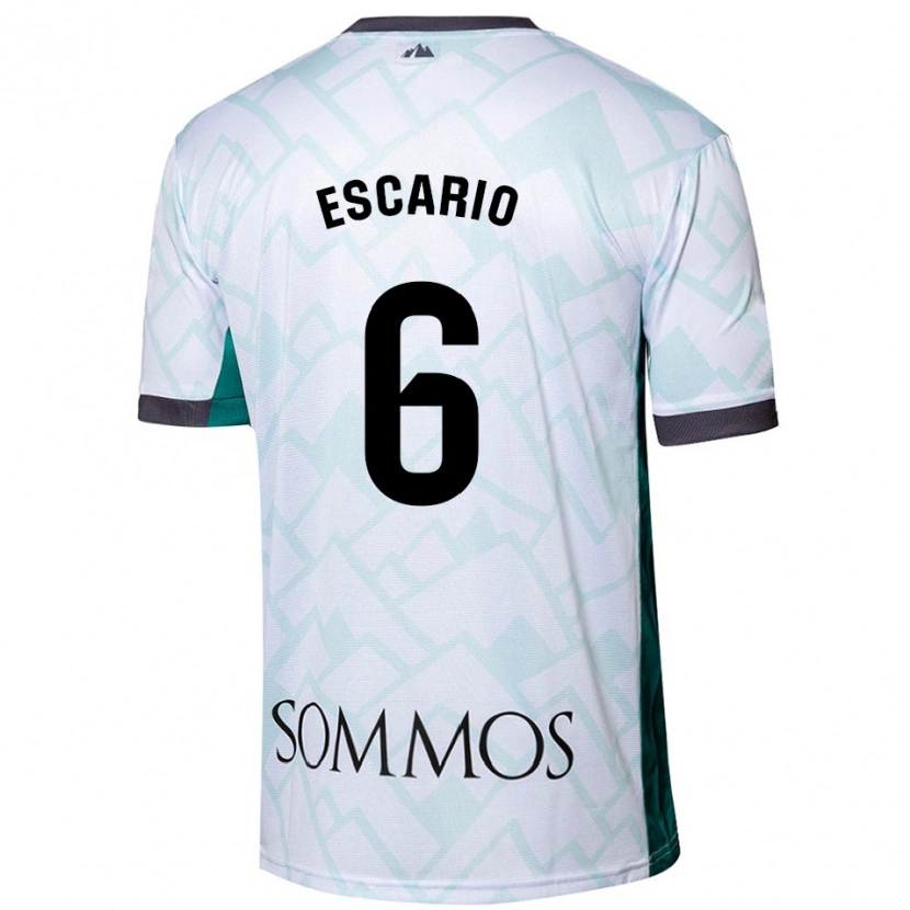Danxen Niño Camiseta Jaime Escario #6 Blanco Verde 2ª Equipación 2024/25 La Camisa México