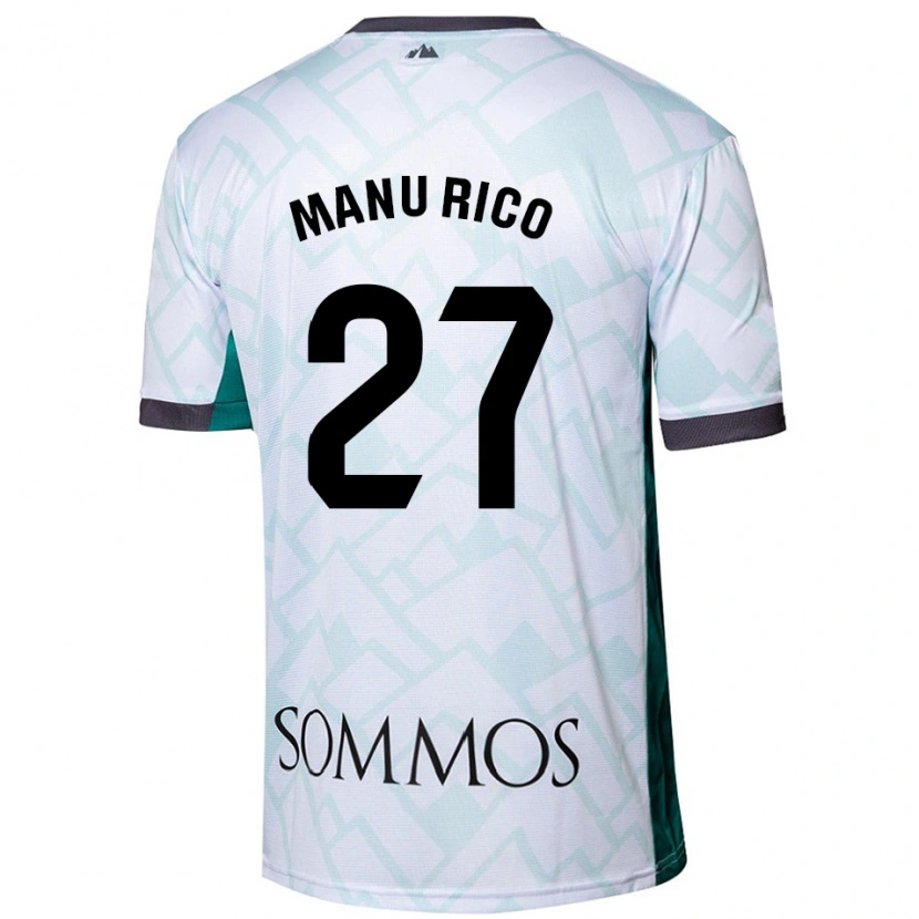 Danxen Niño Camiseta Manu Rico #27 Blanco Verde 2ª Equipación 2024/25 La Camisa México