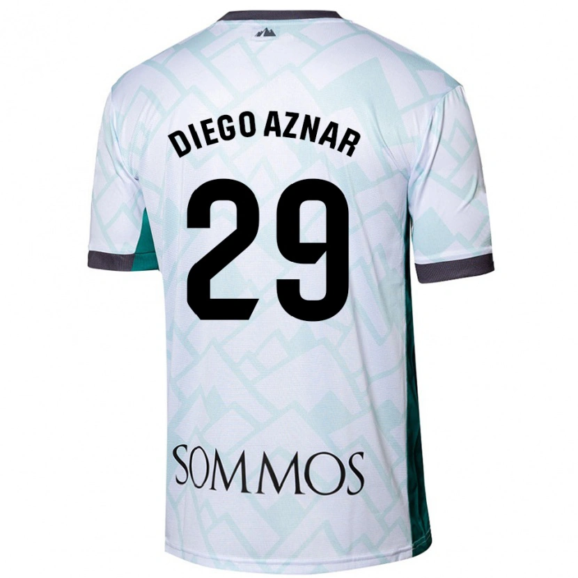 Danxen Niño Camiseta Diego Aznar #29 Blanco Verde 2ª Equipación 2024/25 La Camisa México