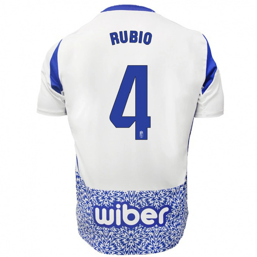 Danxen Niño Camiseta Miguel Rubio #4 Blanco Azul 2ª Equipación 2024/25 La Camisa México