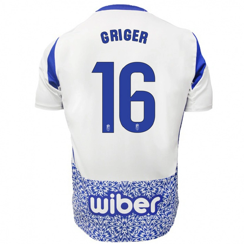 Danxen Niño Camiseta Adam Griger #16 Blanco Azul 2ª Equipación 2024/25 La Camisa México