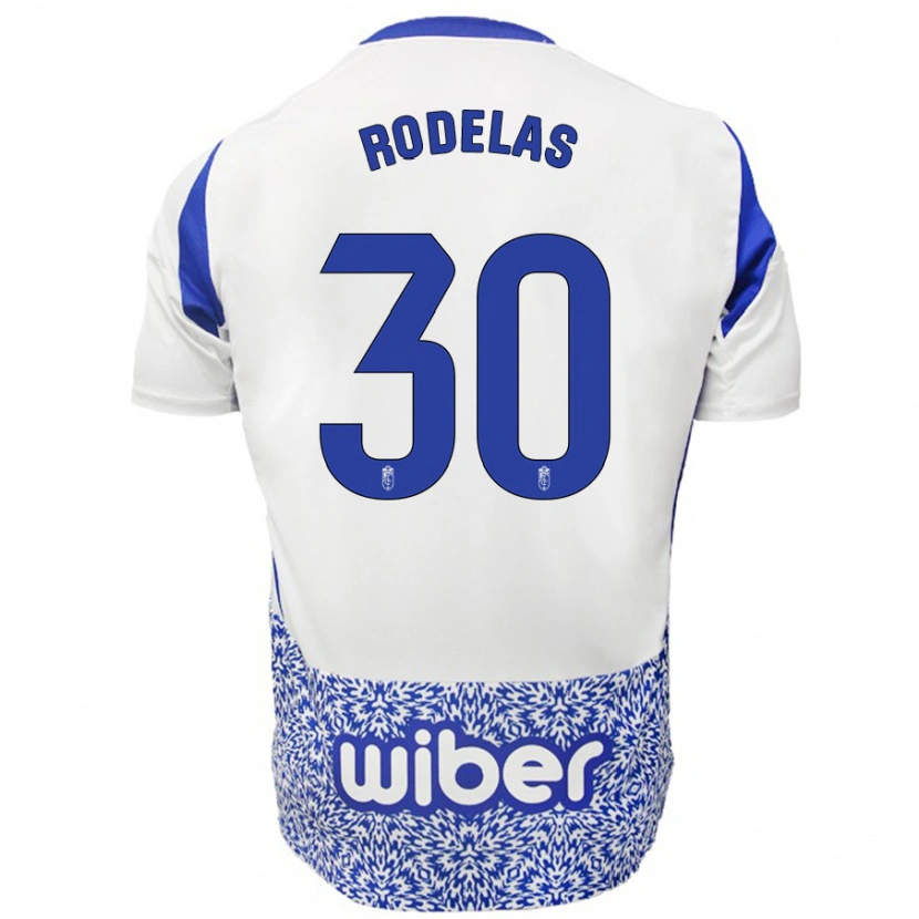 Danxen Niño Camiseta Sergio Rodelas #30 Blanco Azul 2ª Equipación 2024/25 La Camisa México