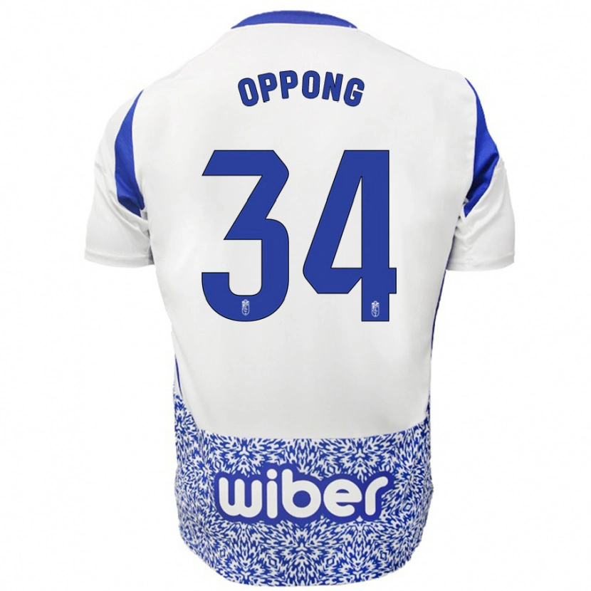 Danxen Niño Camiseta Oscar Naasei Oppong #34 Blanco Azul 2ª Equipación 2024/25 La Camisa México
