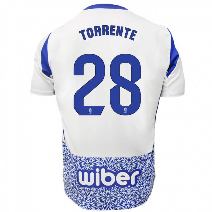 Danxen Niño Camiseta Raúl Torrente #28 Blanco Azul 2ª Equipación 2024/25 La Camisa México