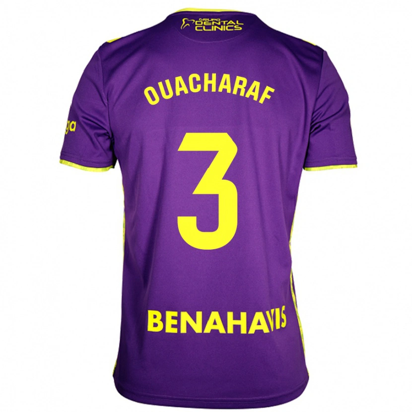 Danxen Niño Camiseta Bilal Ouacharaf #3 Púrpura Amarillo 2ª Equipación 2024/25 La Camisa México