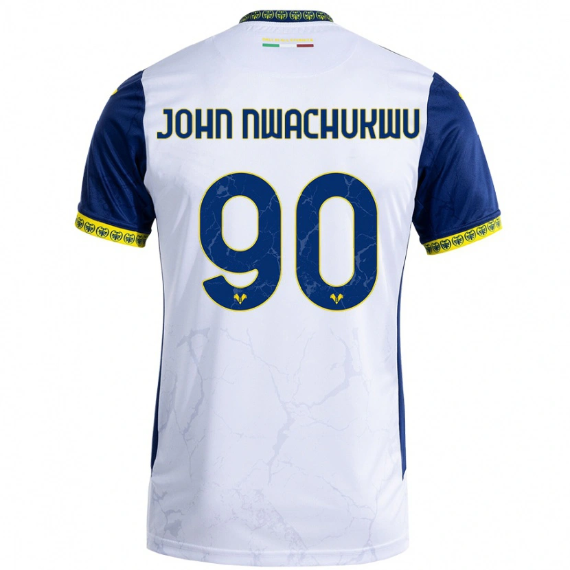 Danxen Niño Camiseta Samuel John Nwachukwu #90 Blanco Azul 2ª Equipación 2024/25 La Camisa México