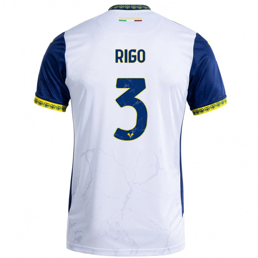 Danxen Niño Camiseta Mattia Rigo #3 Blanco Azul 2ª Equipación 2024/25 La Camisa México