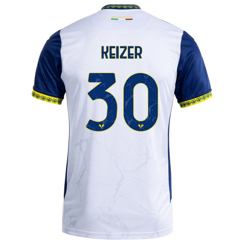Danxen Niño Camiseta Fanny Keizer #30 Blanco Azul 2ª Equipación 2024/25 La Camisa México