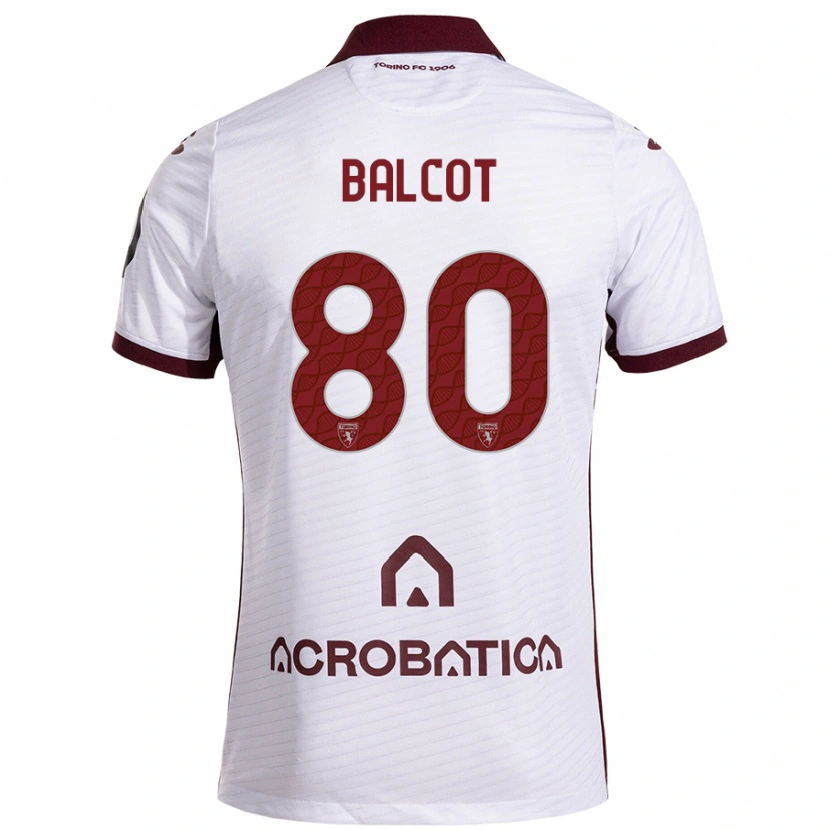 Danxen Niño Camiseta Côme Bianay Balcot #80 Blanco Granate 2ª Equipación 2024/25 La Camisa México