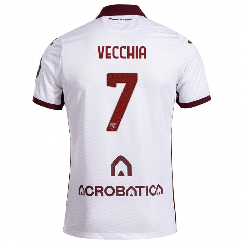 Danxen Niño Camiseta Marco Dalla Vecchia #7 Blanco Granate 2ª Equipación 2024/25 La Camisa México