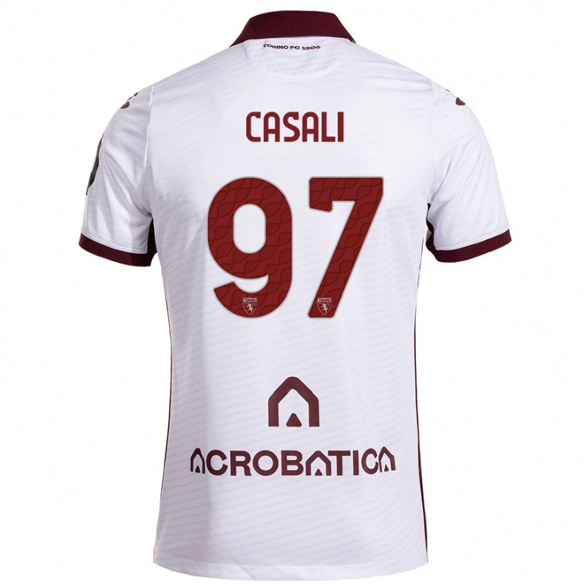 Danxen Niño Camiseta Michele Casali #97 Blanco Granate 2ª Equipación 2024/25 La Camisa México