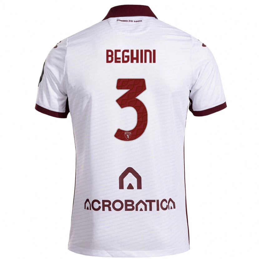 Danxen Niño Camiseta Giulia Beghini #3 Blanco Granate 2ª Equipación 2024/25 La Camisa México