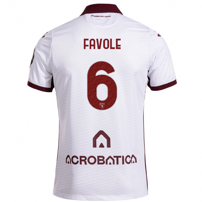 Danxen Niño Camiseta Stefania Favole #6 Blanco Granate 2ª Equipación 2024/25 La Camisa México