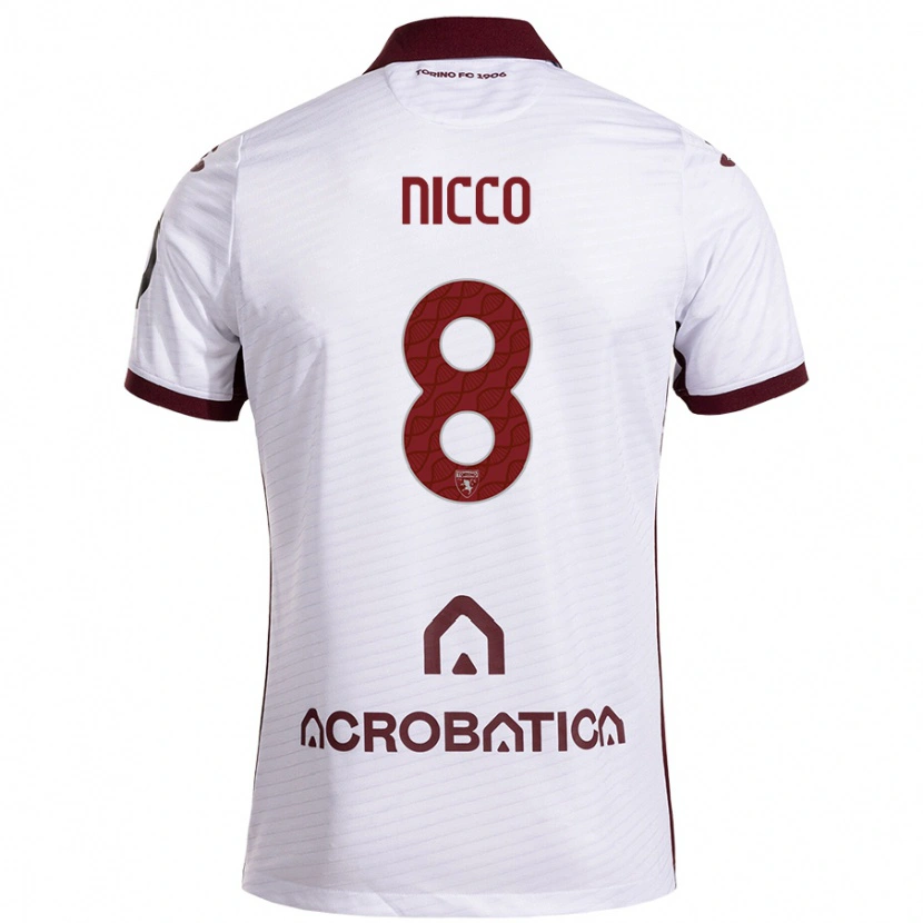 Danxen Niño Camiseta Giada Nicco #8 Blanco Granate 2ª Equipación 2024/25 La Camisa México