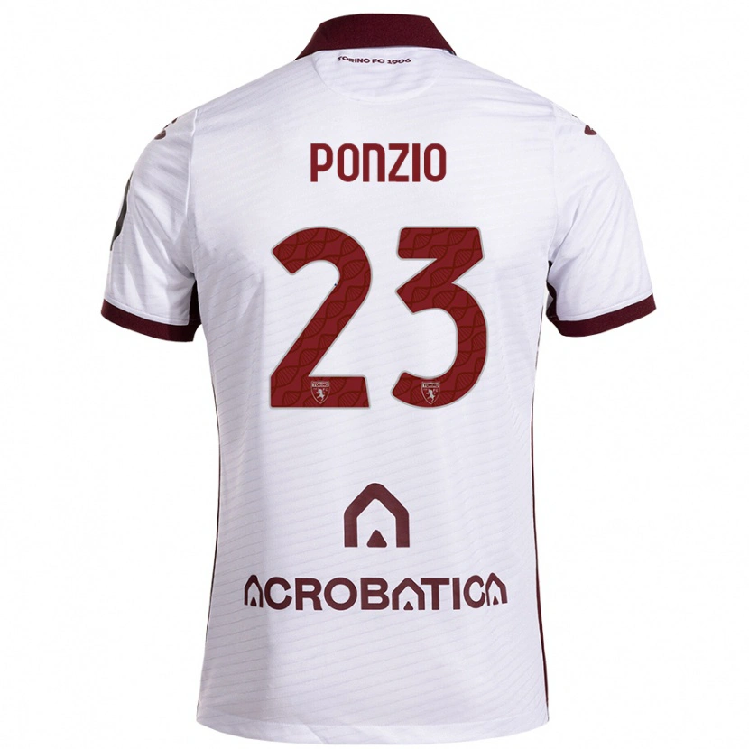 Danxen Niño Camiseta Erika Ponzio #23 Blanco Granate 2ª Equipación 2024/25 La Camisa México