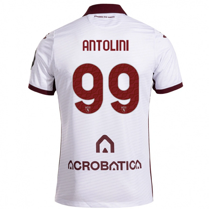 Danxen Niño Camiseta Jacopo Antolini #99 Blanco Granate 2ª Equipación 2024/25 La Camisa México