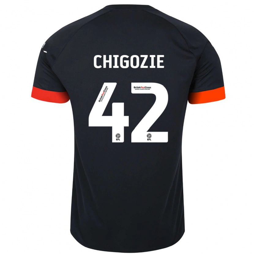 Danxen Niño Camiseta Christian Chigozie #42 Negro Naranja 2ª Equipación 2024/25 La Camisa México