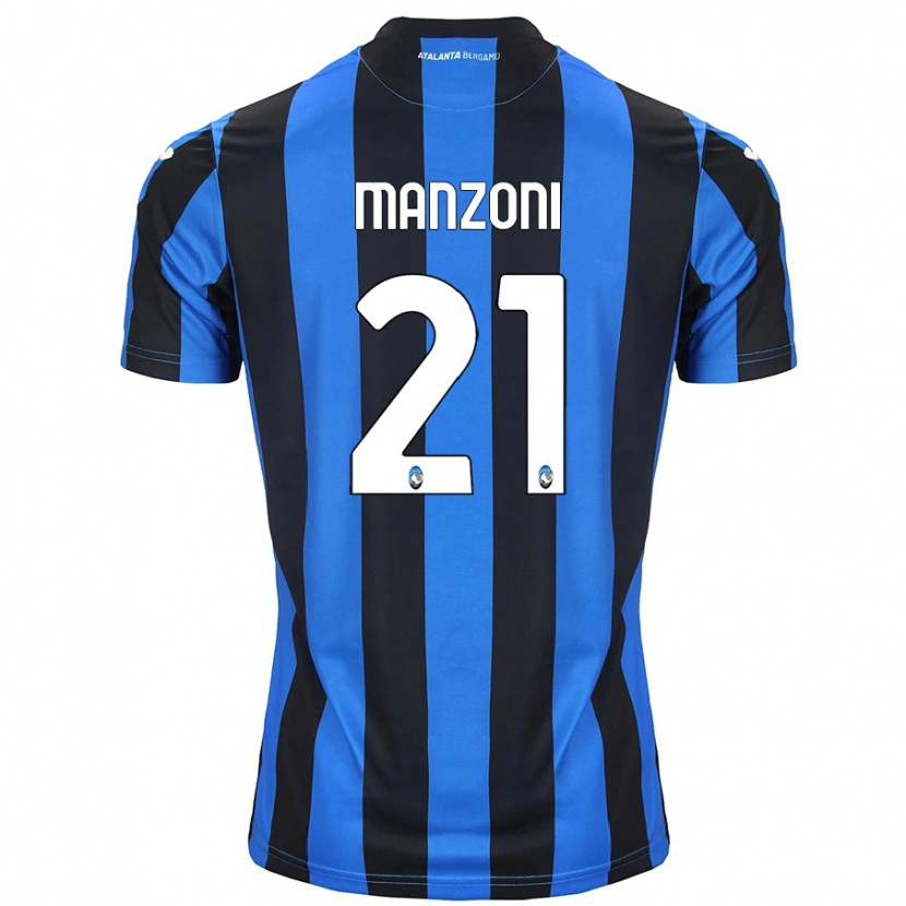 Danxen Hombre Camiseta Alberto Manzoni #21 Azul Negro 1ª Equipación 2024/25 La Camisa México