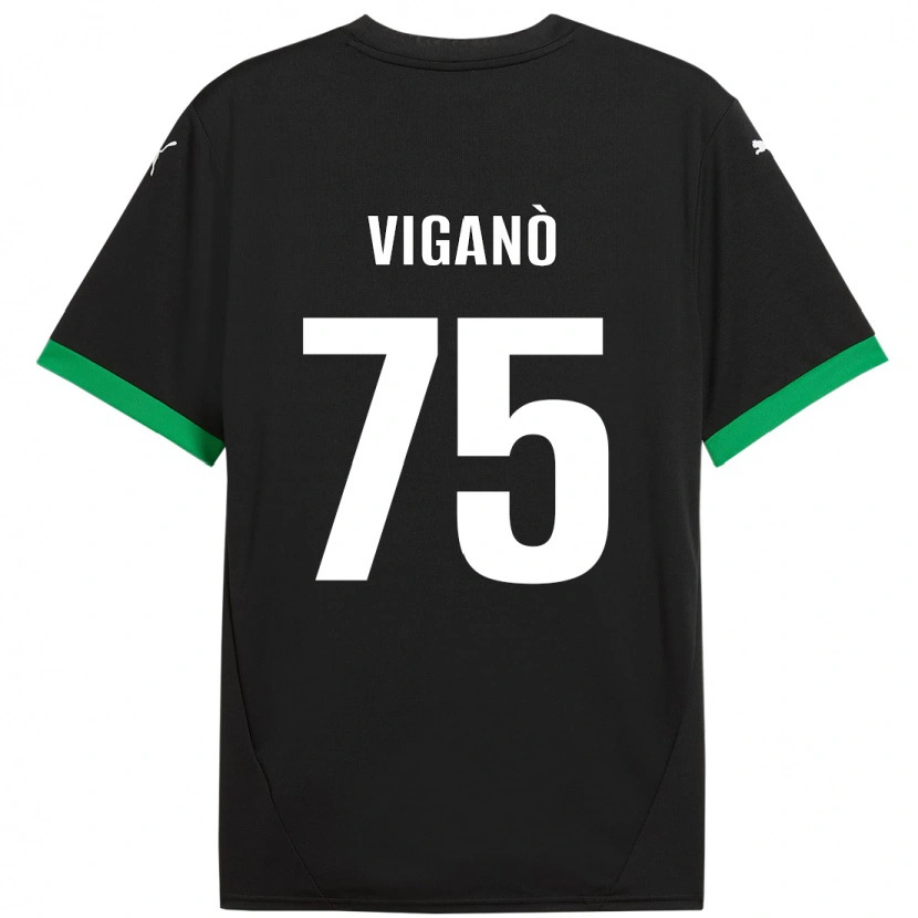 Danxen Hombre Camiseta Lorenzo Viganò #75 Negro Verde Oscuro 1ª Equipación 2024/25 La Camisa México