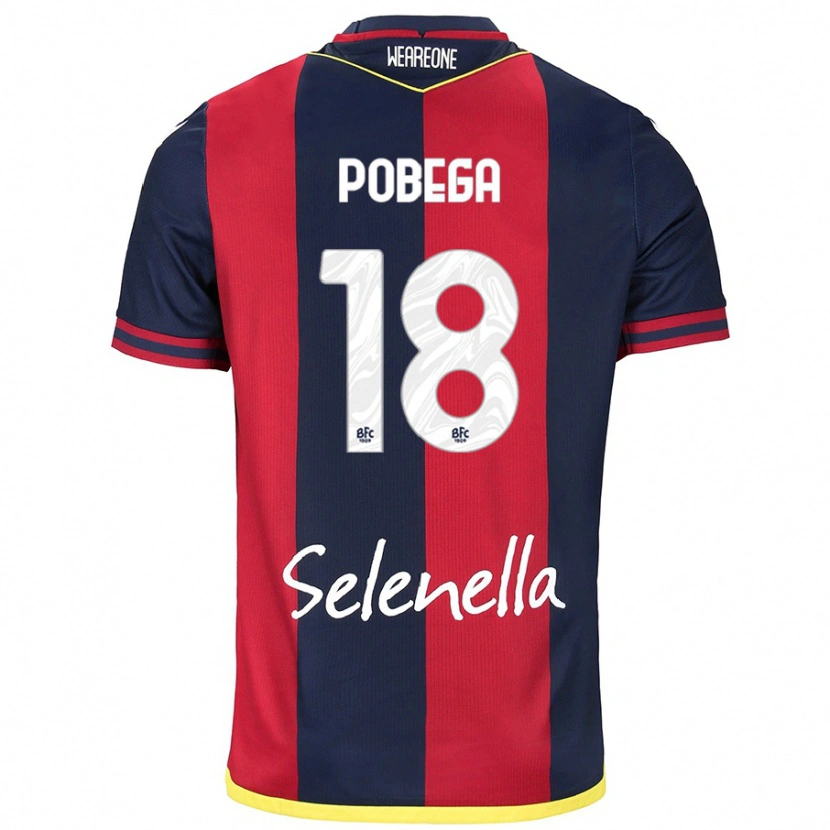 Danxen Hombre Camiseta Tommaso Pobega #18 Rojo Azul Real 1ª Equipación 2024/25 La Camisa México