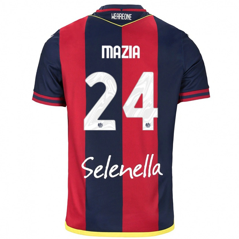 Danxen Hombre Camiseta Andrea Mazia #24 Rojo Azul Real 1ª Equipación 2024/25 La Camisa México
