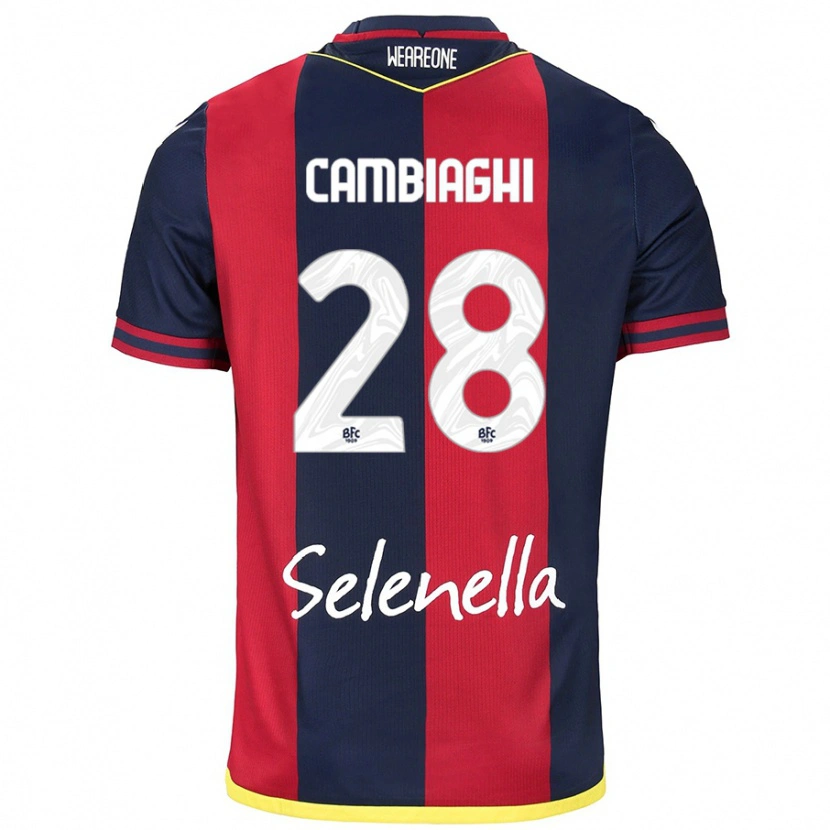 Danxen Hombre Camiseta Nicolò Cambiaghi #28 Rojo Azul Real 1ª Equipación 2024/25 La Camisa México