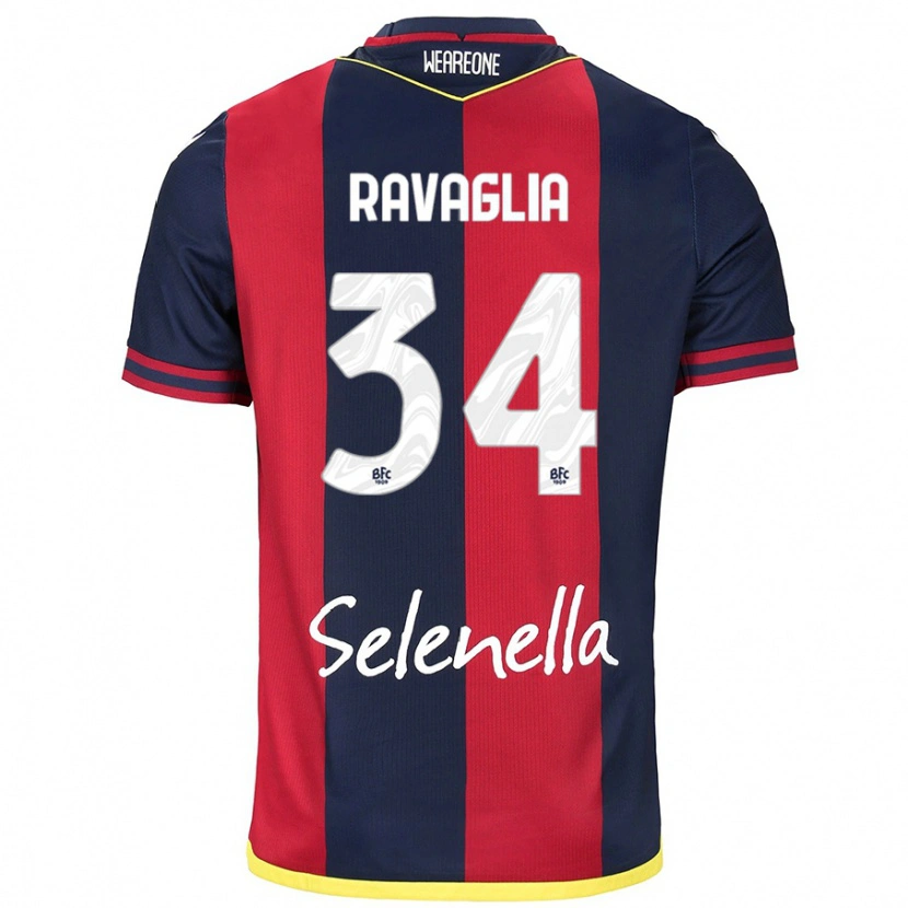 Danxen Hombre Camiseta Federico Ravaglia #34 Rojo Azul Real 1ª Equipación 2024/25 La Camisa México