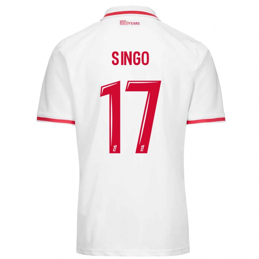 Danxen Hombre Camiseta Wilfried Singo #17 Blanco Rojo 1ª Equipación 2024/25 La Camisa México