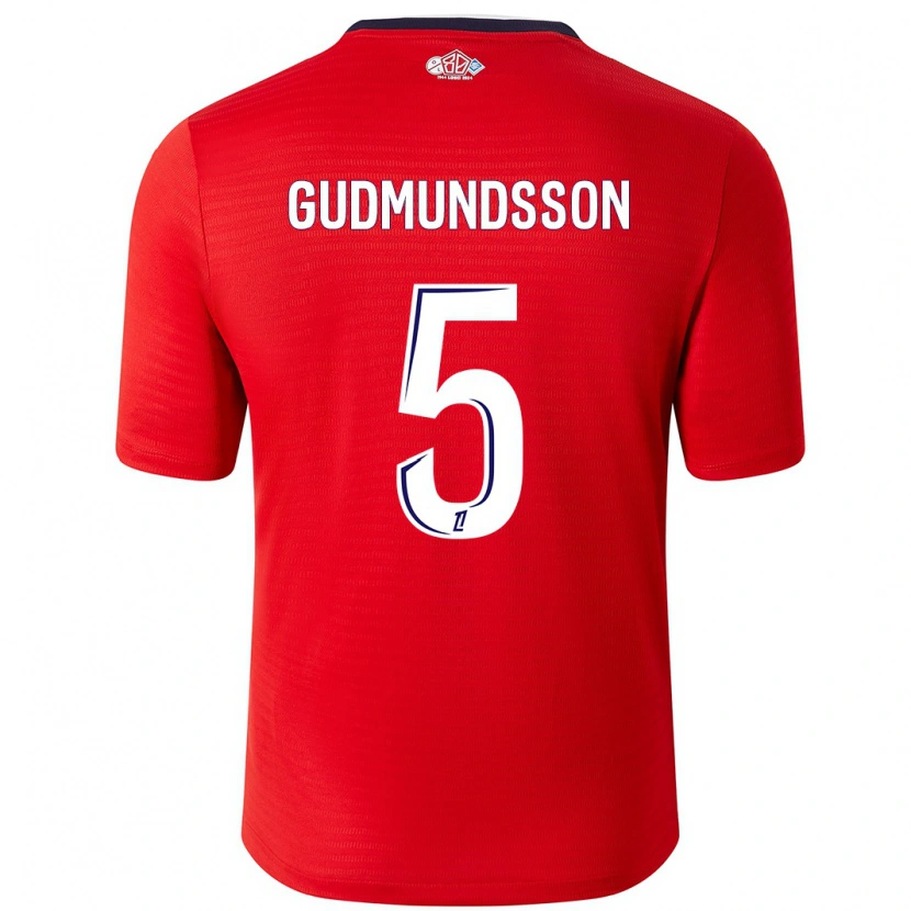 Danxen Hombre Camiseta Gabriel Gudmundsson #5 Rojo Blanco 1ª Equipación 2024/25 La Camisa México