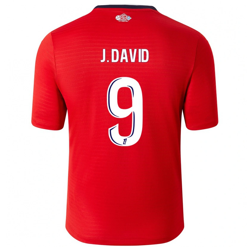Danxen Hombre Camiseta Jonathan David #9 Rojo Blanco 1ª Equipación 2024/25 La Camisa México