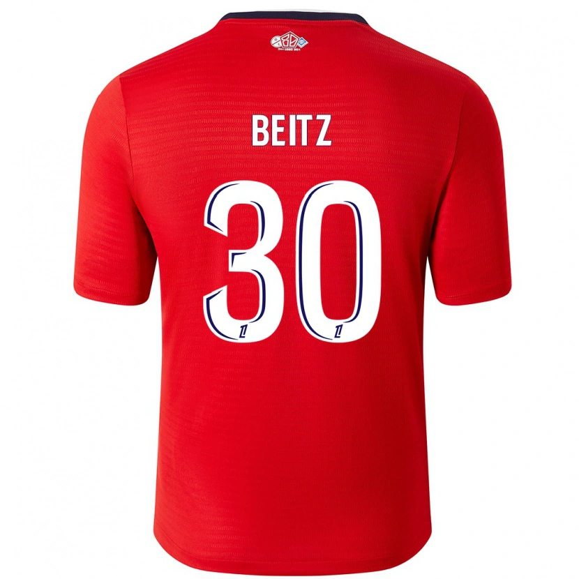 Danxen Hombre Camiseta Taylor Beitz #30 Rojo Blanco 1ª Equipación 2024/25 La Camisa México