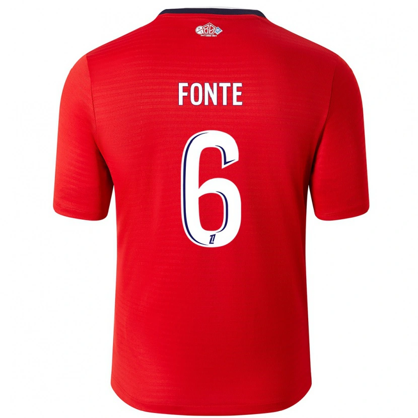 Danxen Hombre Camiseta Jose Fonte #6 Rojo Blanco 1ª Equipación 2024/25 La Camisa México