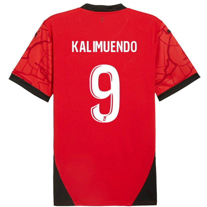 Danxen Hombre Camiseta Arnaud Kalimuendo #9 Rojo Negro 1ª Equipación 2024/25 La Camisa México