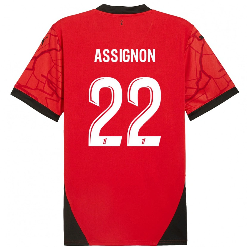 Danxen Hombre Camiseta Lorenz Assignon #22 Rojo Negro 1ª Equipación 2024/25 La Camisa México