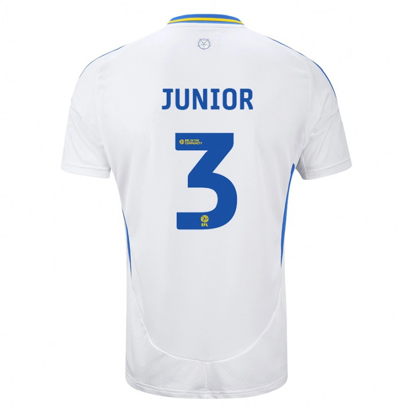 Danxen Hombre Camiseta Junior Firpo #3 Blanco Azul 1ª Equipación 2024/25 La Camisa México