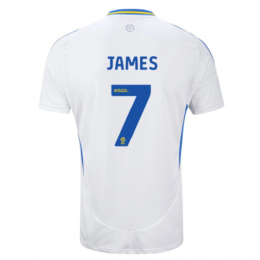 Danxen Hombre Camiseta Daniel James #7 Blanco Azul 1ª Equipación 2024/25 La Camisa México
