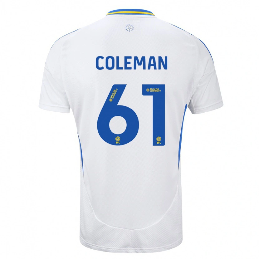 Danxen Hombre Camiseta Cian Coleman #61 Blanco Azul 1ª Equipación 2024/25 La Camisa México