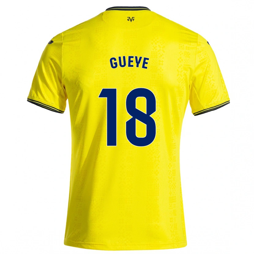 Danxen Hombre Camiseta Pape Gueye #18 Amarillo Negro 1ª Equipación 2024/25 La Camisa México