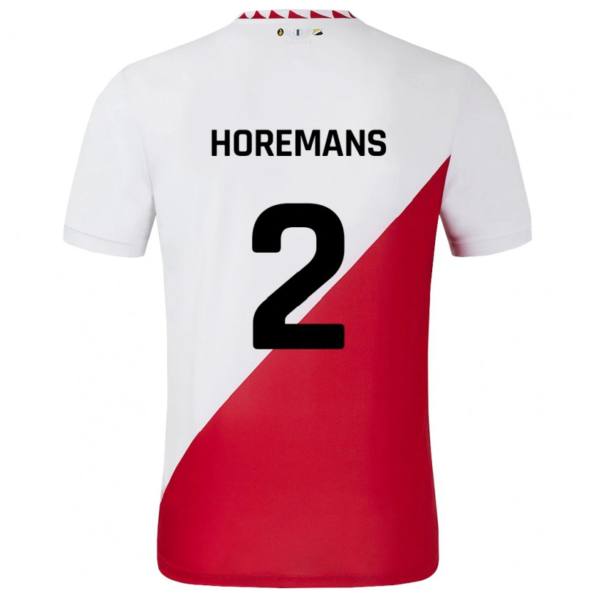 Danxen Hombre Camiseta Siebe Horemans #2 Blanco Rojo 1ª Equipación 2024/25 La Camisa México