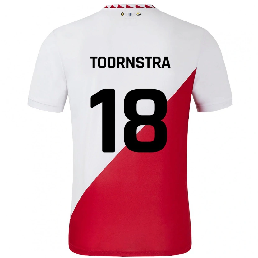Danxen Hombre Camiseta Jens Toornstra #18 Blanco Rojo 1ª Equipación 2024/25 La Camisa México