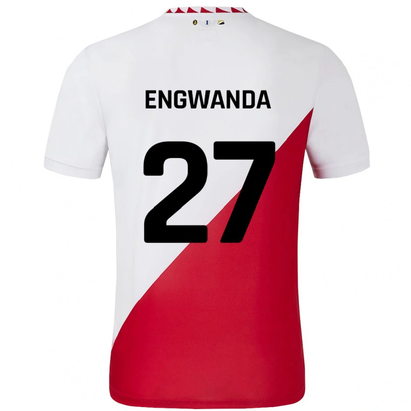 Danxen Hombre Camiseta Alonzo Engwanda #27 Blanco Rojo 1ª Equipación 2024/25 La Camisa México