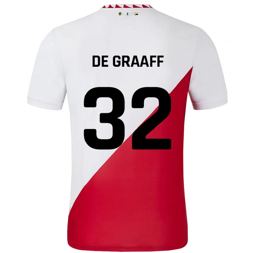 Danxen Hombre Camiseta Tom De Graaff #32 Blanco Rojo 1ª Equipación 2024/25 La Camisa México