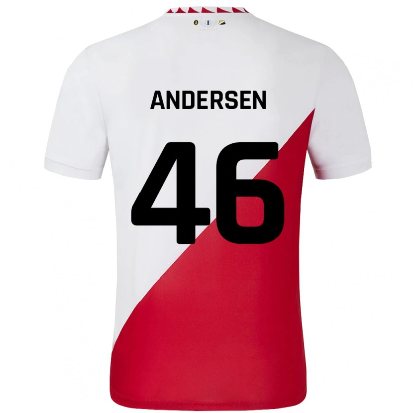Danxen Hombre Camiseta Silas Andersen #46 Blanco Rojo 1ª Equipación 2024/25 La Camisa México