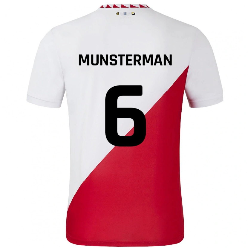 Danxen Hombre Camiseta Marthe Munsterman #6 Blanco Rojo 1ª Equipación 2024/25 La Camisa México