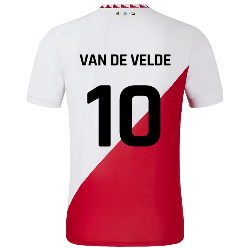 Danxen Hombre Camiseta Senne Van De Velde #10 Blanco Rojo 1ª Equipación 2024/25 La Camisa México