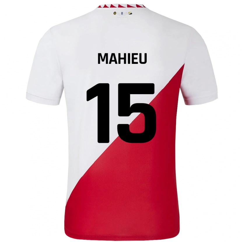 Danxen Hombre Camiseta Lena Mahieu #15 Blanco Rojo 1ª Equipación 2024/25 La Camisa México