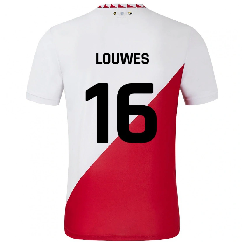 Danxen Hombre Camiseta Puck Louwes #16 Blanco Rojo 1ª Equipación 2024/25 La Camisa México