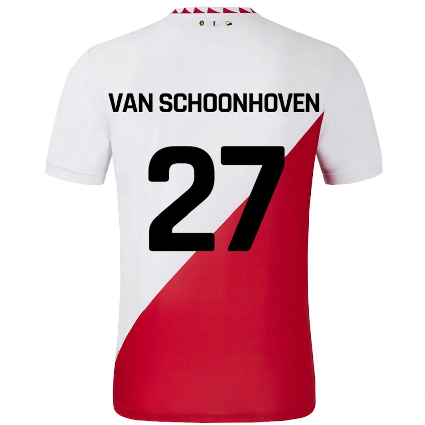 Danxen Hombre Camiseta Nurija Van Schoonhoven #27 Blanco Rojo 1ª Equipación 2024/25 La Camisa México