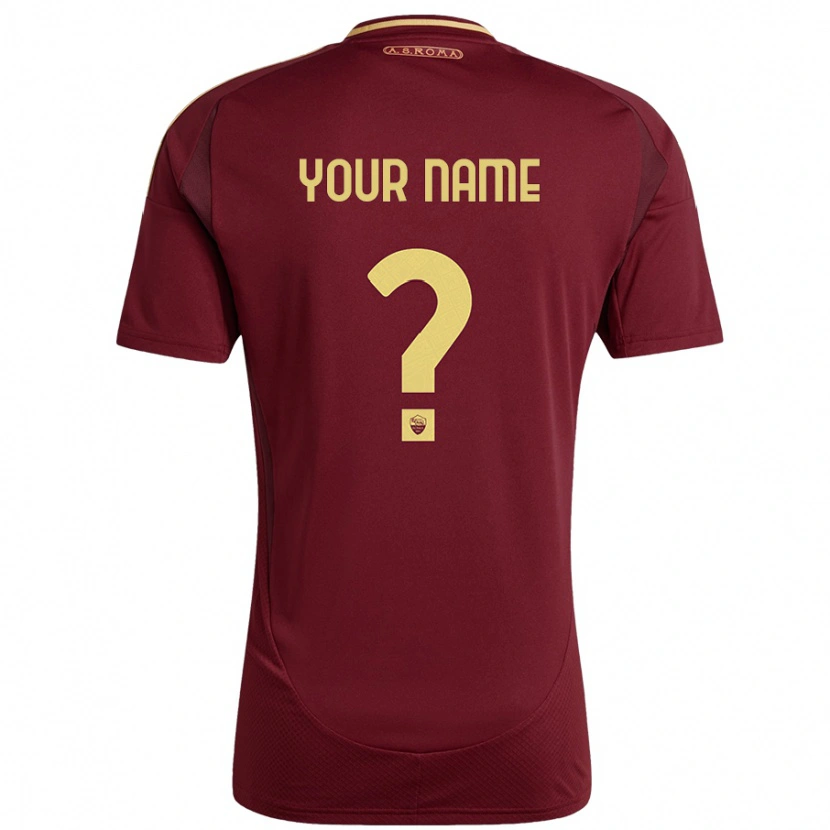 Danxen Hombre Camiseta Su Nombre #0 Rojo Marrón Dorado 1ª Equipación 2024/25 La Camisa México